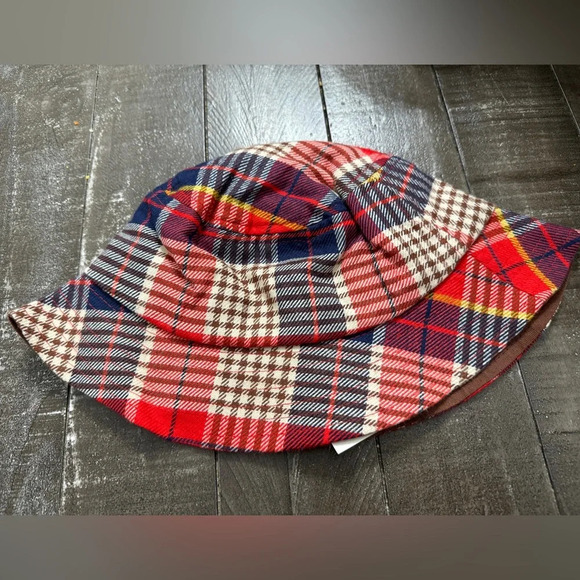 AERIE NWT Fall Plaid Bucket Hat One Size Fisherman Style Cotton Viscose Blend - Picture 1 of 6